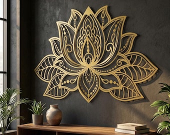 3D Large Metal Lotus Flower Mandala Wall Art, Metal Wall Decor, Living Room Wall Art, Bedroom Wall Decor, Wall Hangings, Spiritual Wall Art