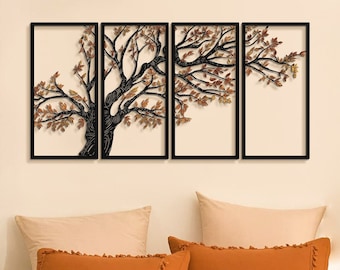 Large Tree of Life Metal Wall Art, Nature Inspired Decor, Metal Tree Wall Art, Colored Tree, Wall Hangings, Season Trees, Mothers Day Gift