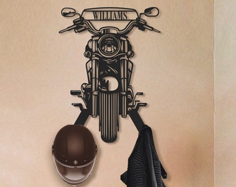 Aangepaste metalen motorhelm houder, Harley Davidson cadeau voor mannen, gepersonaliseerde geschenken, motorfiets cadeau, cadeau voor papa, vaderdagcadeau