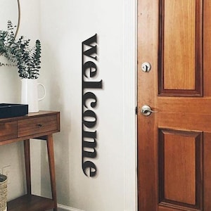 39" Metal Welcome Sign, Front Porch Decor, Front Door Decor, Vertical Welcome Wall Art, Entryway Decor, Modern Home Decor, Wall Hangings