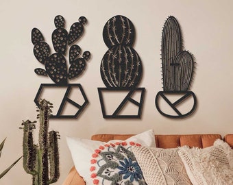 Metal Cactus Wall Art Set of 3, Cactus Wall Decor, Succulent Wall Art, Cactus Home Decor, Wall Hangings, Cactus Lover Gift
