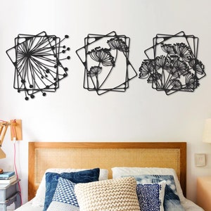 Dandelions 3 Piece Metal Wall Art Set, Metal Wall Decor, Living Room Wall Art, Large Wall Art Set, Home Decor Wall Art, Bedroom Wall Decor