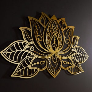 3D Mandala Metal Wall Art, wanddecoratie voor woonkamer, lotusbloem kunst aan de muur, woondecoratie, gouden grote muurkunst, Moederdag, spiritueel decor