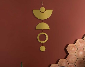 Metal Wall Hangings, Modern Wall Decor, Geometric Wall Hanging, Gold Wall Decor, Living Room Decor, Vertical Metal Wall Art, Boho Wall Decor