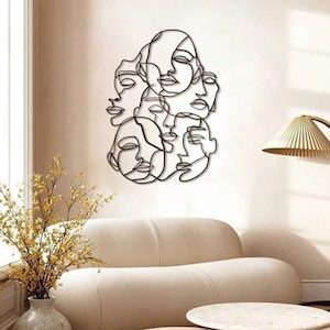 Abstract Faces Metal Wall Art, Picasso Wall Art, Modern Metal Wall Decor, Wall Sculpture, Metal Line Art, Wall Hangings, Home Decoration