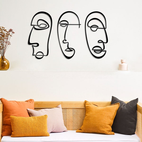 PICASSO FACES Metall Wandkunst, Picasso Wandkunst, Surreale Wandkunst, Metal Line Art, Abstrakte Wandkunst, Moderne Dekoration Wohnzimmer