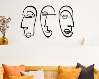 PICASSO FACES Metal Wall Art, Picasso Wall Art, Surreal Wall Art, Metal Line Art, Abstract Wall Art, Modern Home Decoration Living Room