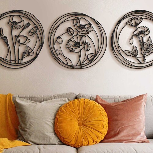 Large Round Wall Art Gray Decoration Neutral Living Room Decor - Etsy