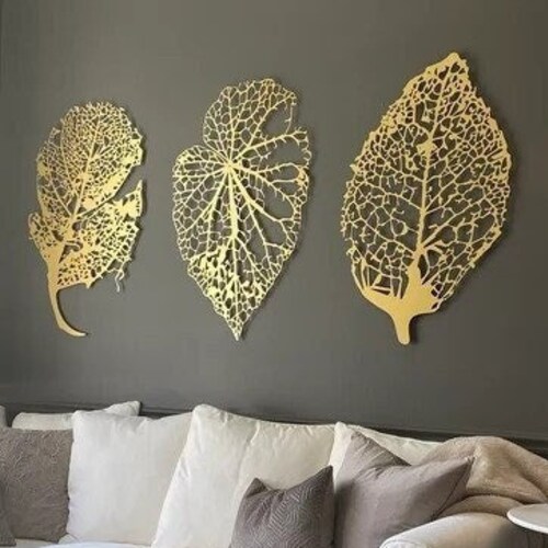 Metal Leaf Wall Art Metal Wall Decor Large Wall Art Gold Etsy UK