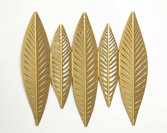 3D Gold Leaves Metal Wall Decor Unieke Metal Wall Art Modern