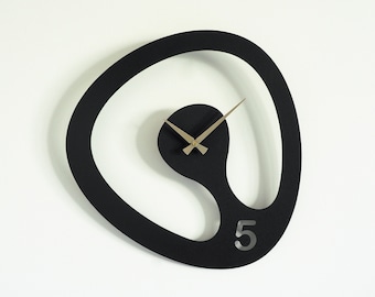 5 Clock, Unique Modern Metal Wall Clock, Silent Wall Clock, Black Wall Clock, Clocks For Wall, Minimalist Clock, Living Room Wall Decor
