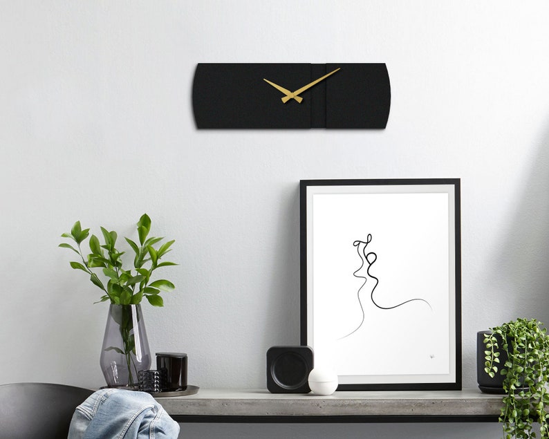 3D Rectangular Wall Clock, Modern Unique Wall Clock, Metal Rectangle Wall Clock, Black Clocks for Wall, Living Room Decor, Home Gifts image 5