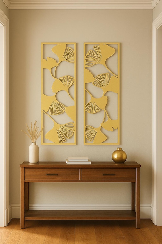 Floral Metal Wall Art Set of 2 (Hangable Vertically or Horizontally) Vertical Wall Art, Modern Decor, Wall Hangings, Living Room Wall Art