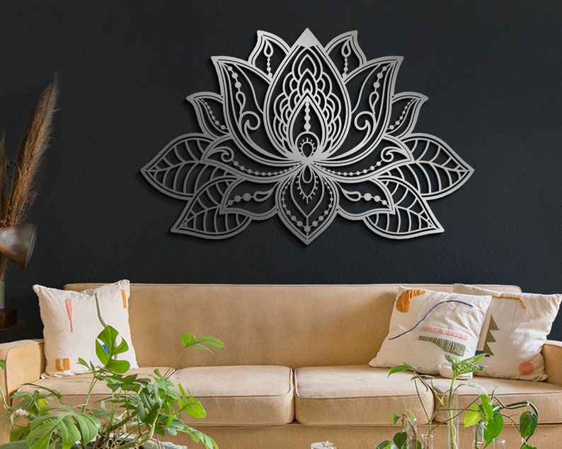 Metal Mandala Wall Art Spiritual Decor Lotus Flower Wall Etsy Hong Kong