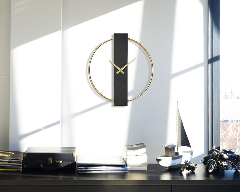 Modern Wall Clock, Large Silent Metal Wall Clock, Clocks for Wall, Unique Wall Clock, Minimalist Wall Clock Modern, Gold Silver Wall Clocks image 1