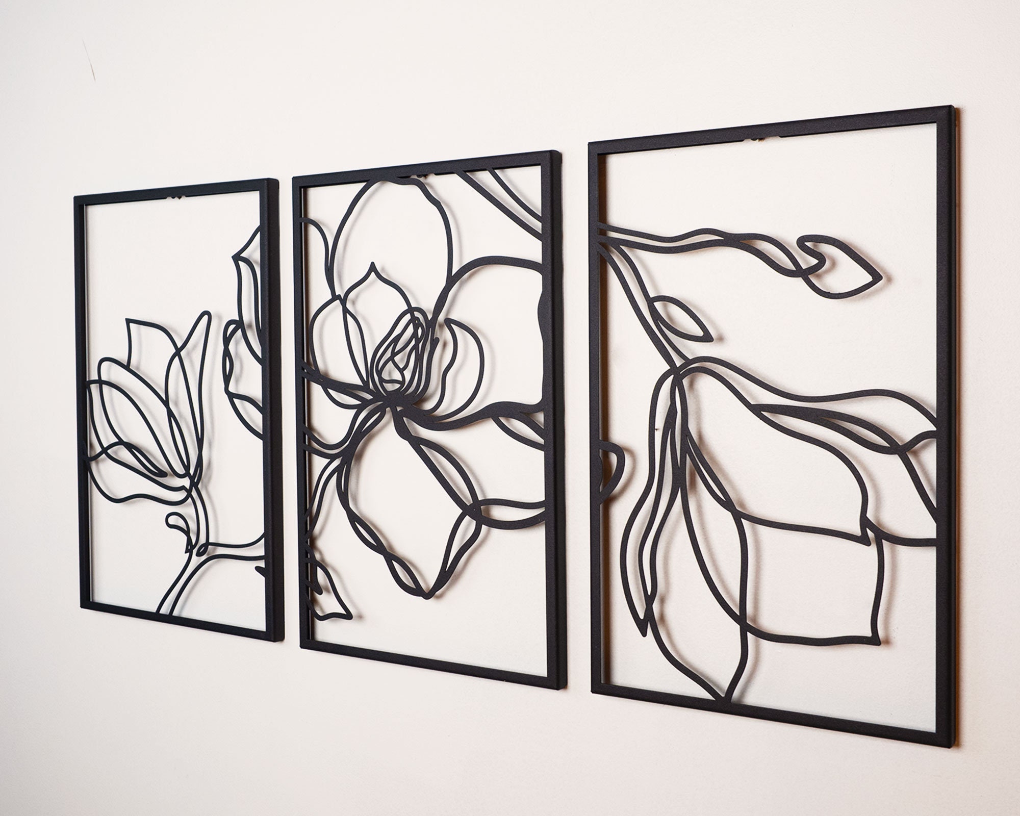 Metal Wall Art Set of 3 Metal Wall Decor Living Room Wall Etsy