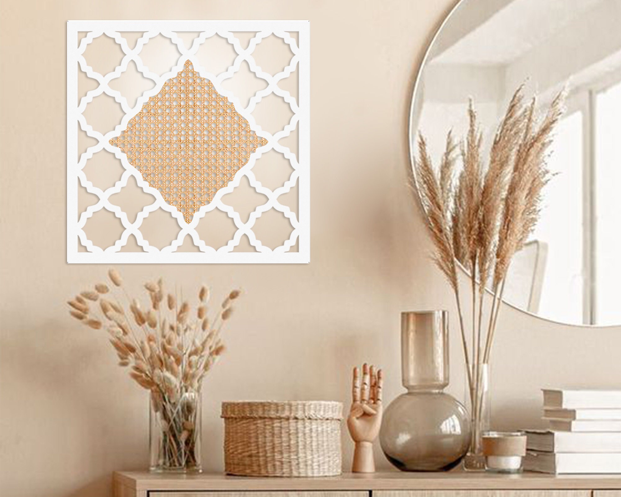 Rattan Metal Wall Art Rattan Wall Decor Wicker Wall Decor Etsy