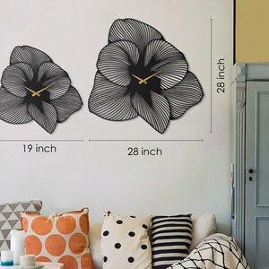 Azalea Flower Wall Clock, Large Metal Wall Clock, Silent Unique Wall Clock, Gold Clocks for Wall, Wall Clocks, Oversized Clock image 5