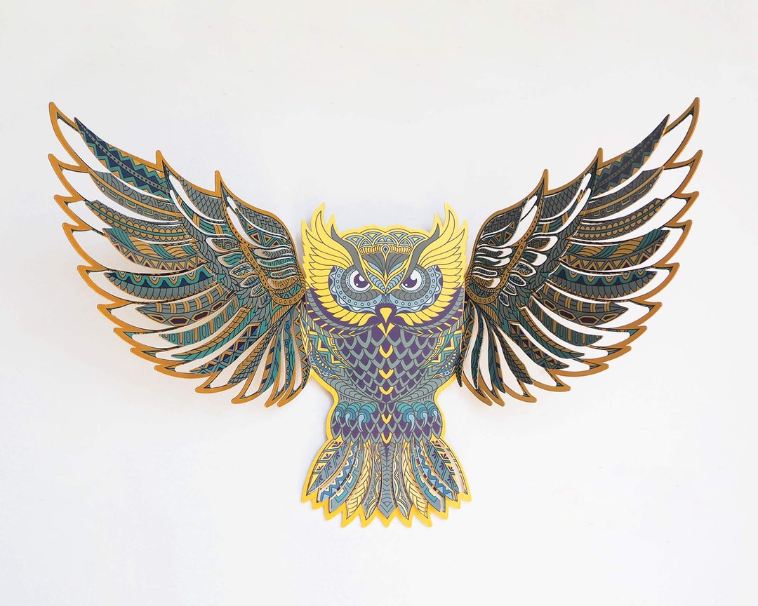 3D Metal Owl Wall Art, Owl Gift, Owl Wall Decor, Owl Decor, Owl Wall Sculpture, Owl Wall Hanging