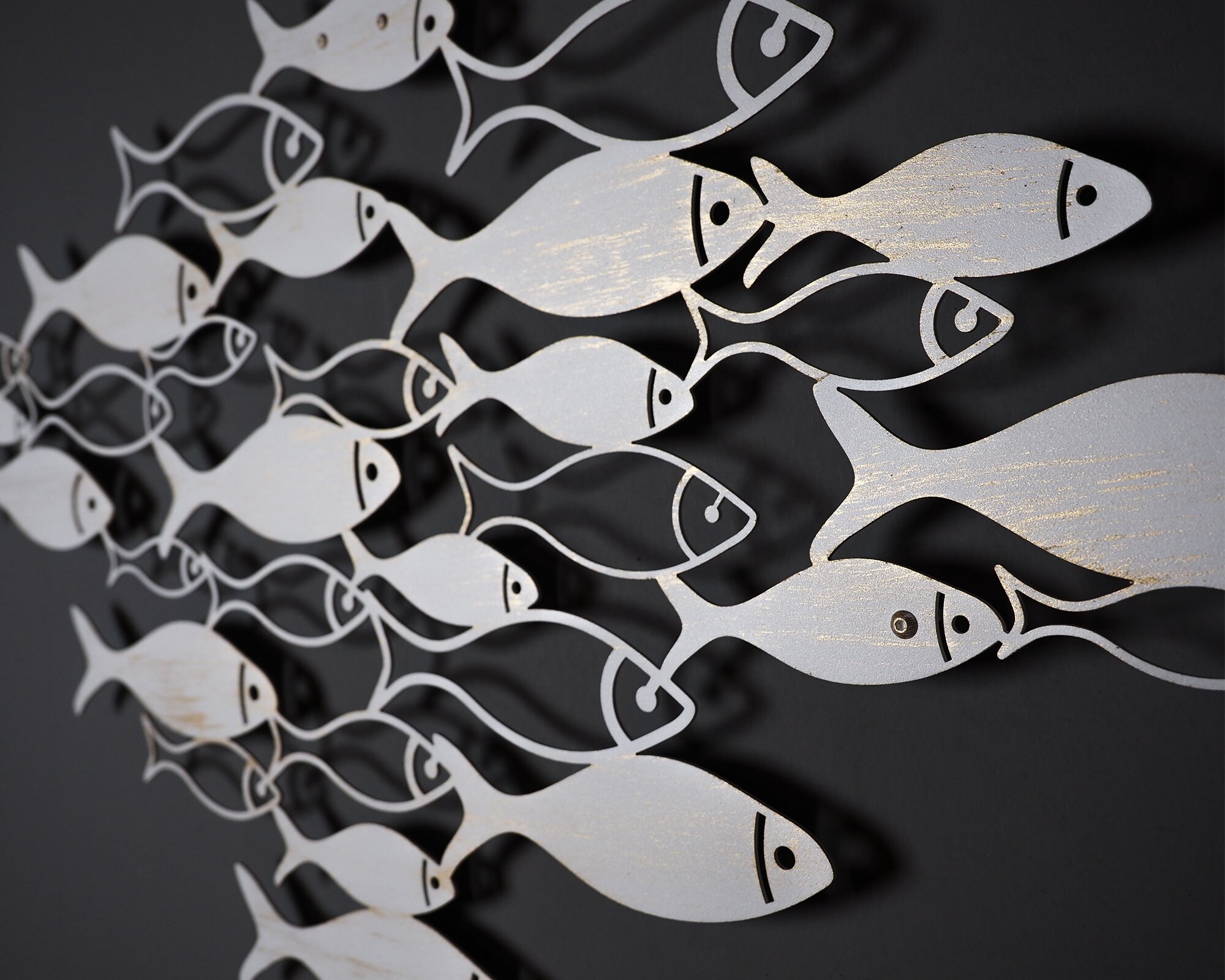 Metal School of Fish Wall Art Metal Wall Decor Metal Wall Etsy