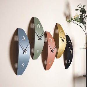 Curve of Time 3D Metal Wall Clock, Minimalist Silent Wall Clock, Vertical Modern Clocks for Wall, Unique Wall Clock for Living Room, Clock