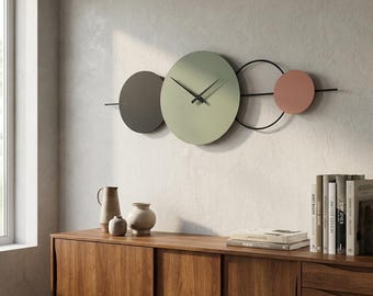 Large Geometric Metal Wall Clock (Hangable Horizontally or Vertically), Unique Wall Clock, Clocks for Wall,  Modern Home Decor Living Room