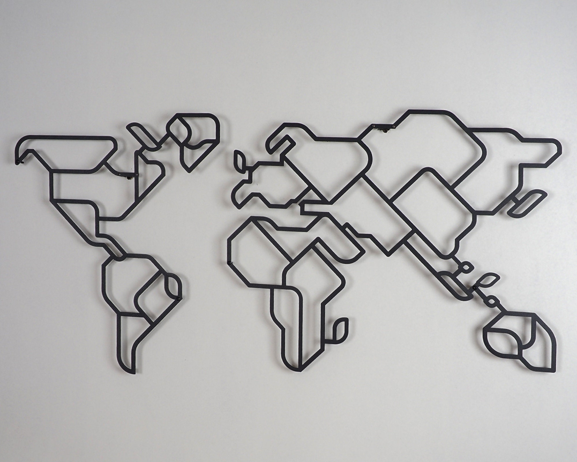 Geometric Metal World Map Wall Art Extra Large World Map Etsy