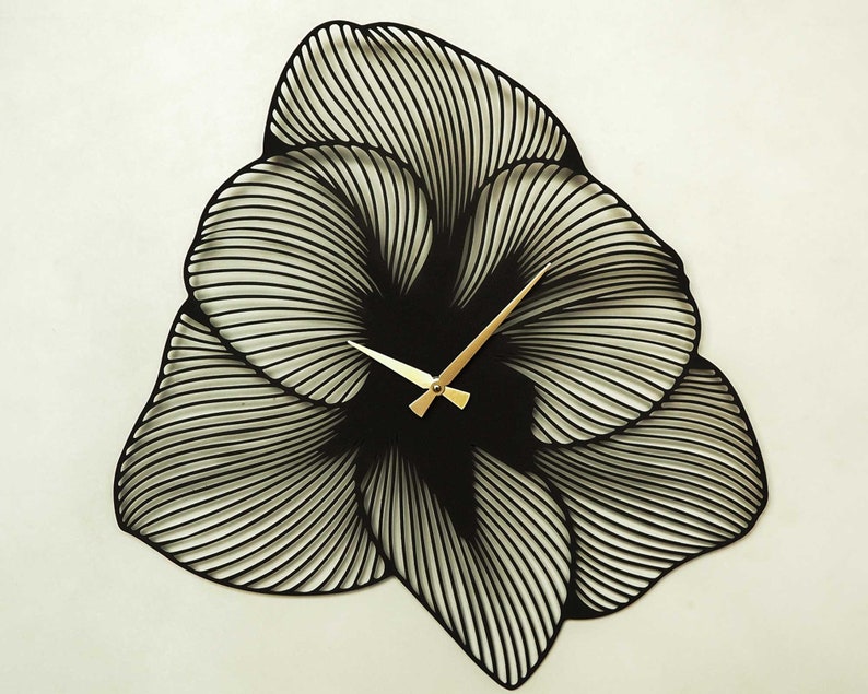 Azalea Flower Wall Clock, Large Metal Wall Clock, Silent Unique Wall Clock, Gold Clocks for Wall, Wall Clocks, Oversized Clock image 4