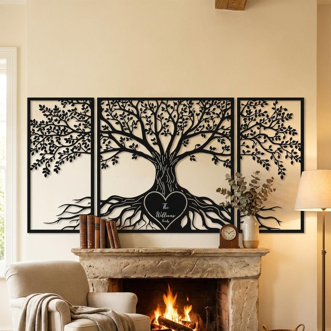 Personalized Family Tree Metal Wall Art, Custom Large Metal Tree of ...