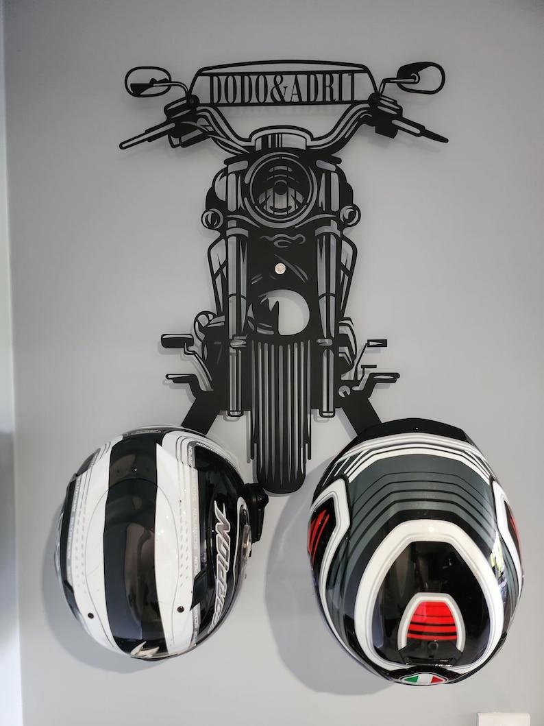 Custom Metal Motorcycle Helmet Holder, Harley Davidson Gift for Men, Personalized Gifts, Motorcycle Gift, Gift for Dad, Fathers Day Gift image 2