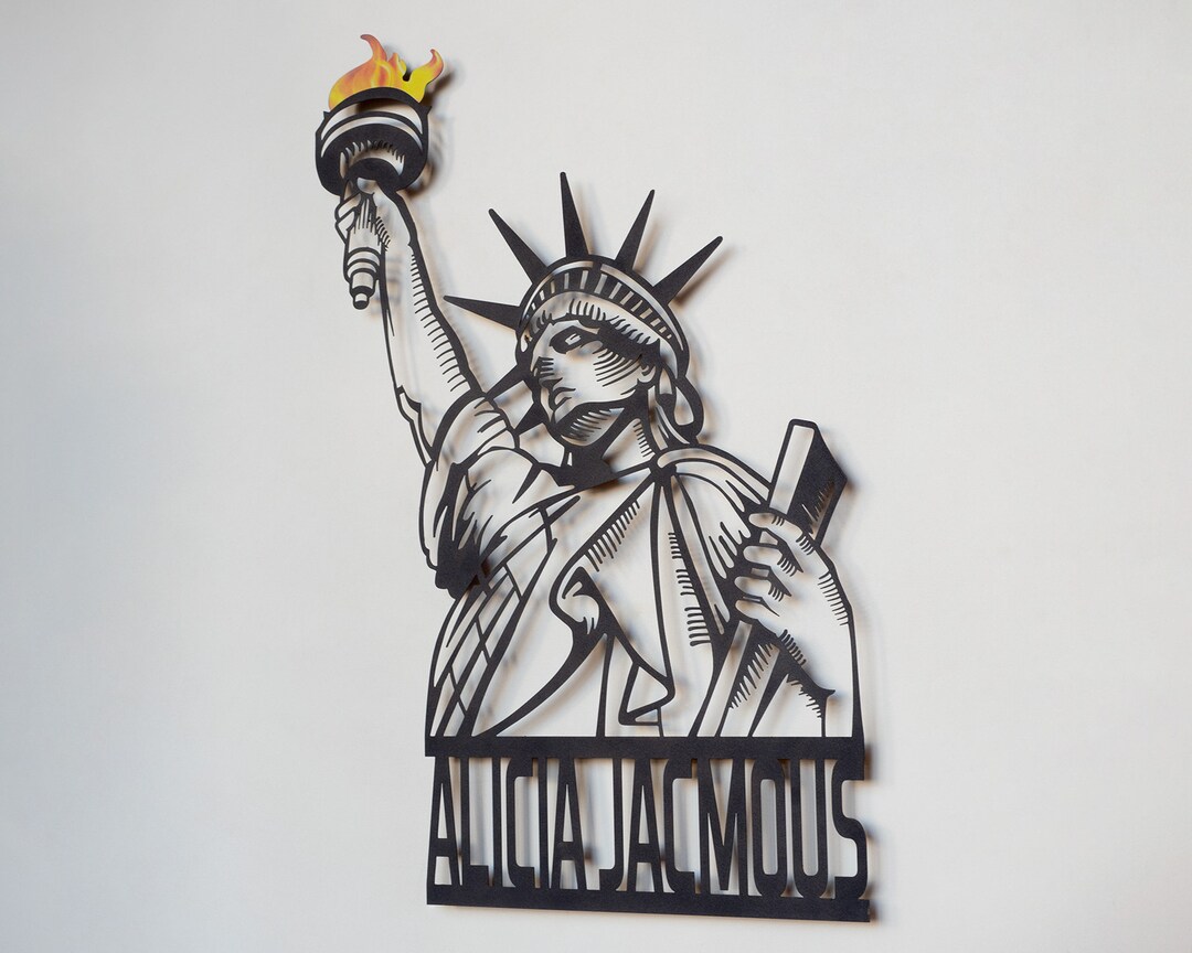 Custom Metal American Sign, Patriotic Wall Art, Statue of Liberty Name