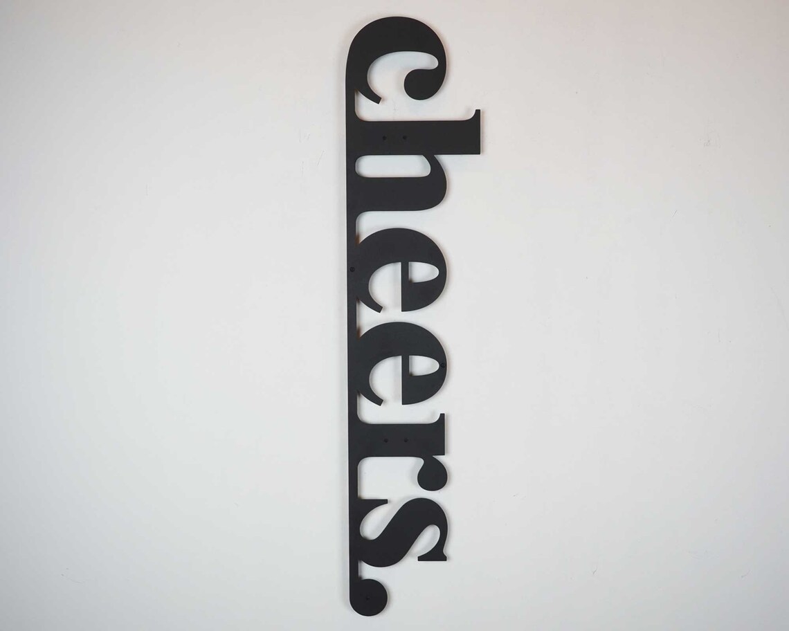 Metal Cheers Sign Vertical Bar Sign Home Bar Decor Kitchen Etsy