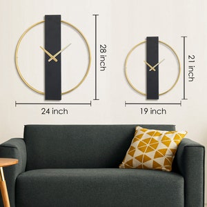 Modern Wall Clock, Large Silent Metal Wall Clock, Clocks for Wall, Unique Wall Clock, Minimalist Wall Clock Modern, Gold Silver Wall Clocks image 4