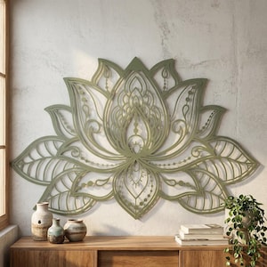 3D Large Metal Lotus Flower Mandala Wall Art, Metal Wall Decor, Living ...