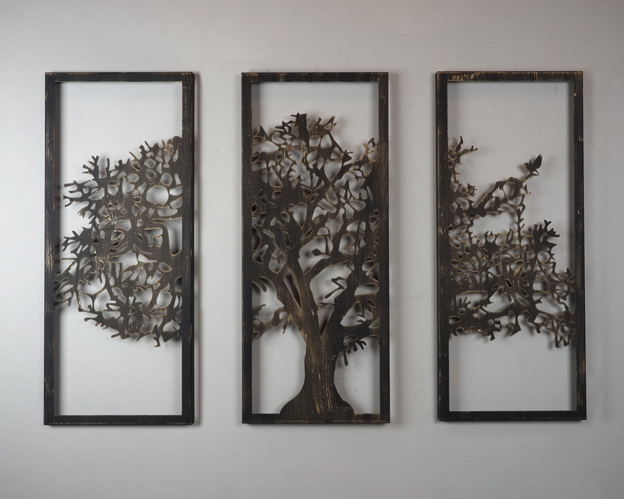 3 Panel Tree of Life Metal Wall Art, Metal Wall Decor, Living Room Wall ...