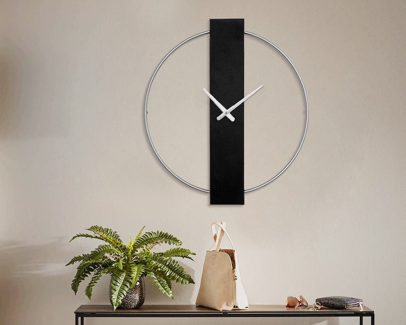 Modern Wall Clock, Large Silent Metal Wall Clock, Clocks for Wall, Unique Wall Clock, Minimalist Wall Clock Modern, Gold Silver Wall Clocks Silver