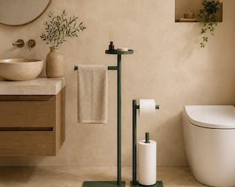 Juego de 2 soportes metálicos para baño, toallero y portarrollos de papel higiénico independientes, organizador de baño moderno, decoración para el aseo.