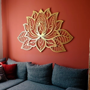 3D Mandala Metal Wall Art, Wall Decor for Living Room, Lotus Flower Wall Art, Home Decor, Gold Large Wall Art, Wall Hanging, Spiritual Decor, Wall Art, Wall Decor, Home Decor, Living Room Decor