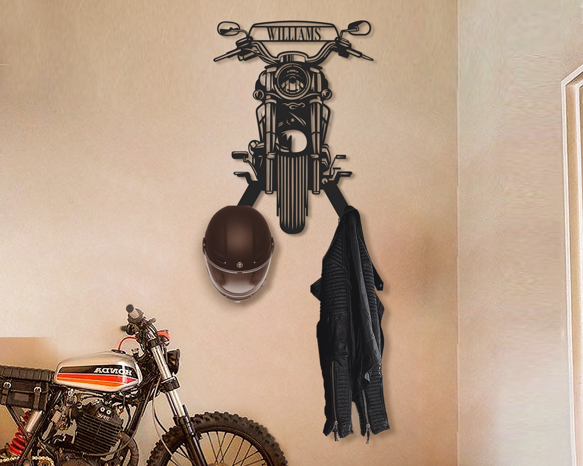 Custom Helmhalter | Metall Harley Davidson Schild | Motorrad Geschenke für Männer