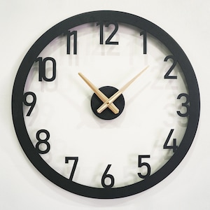 18&quot; Wall Clock with Numbers, Metal Minimalist Wall Clock, Modern Wall Clock, Black Wall Clock, Clocks for Wall, Wall Clocks, Living Room