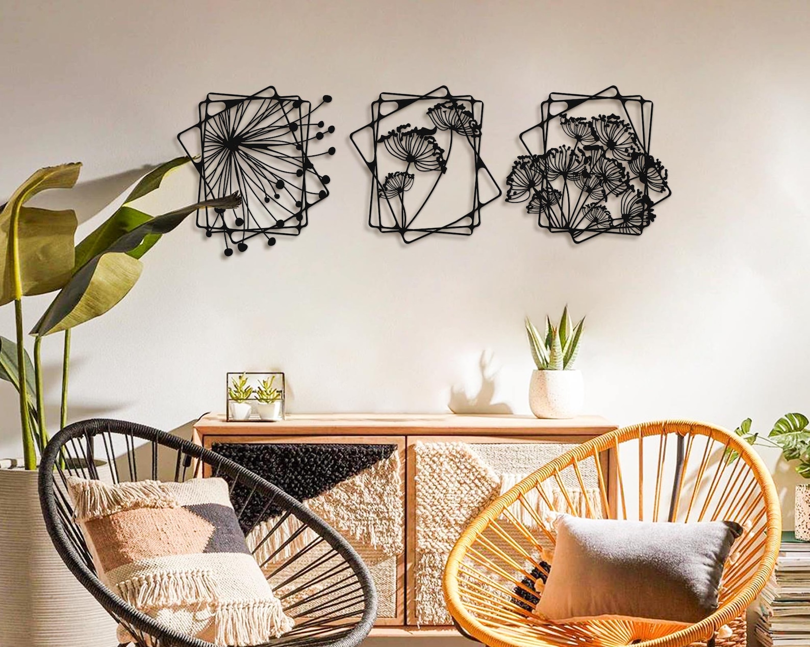 Dandelions 3 Piece Metal Wall Art Set Metal Wall Decor Etsy