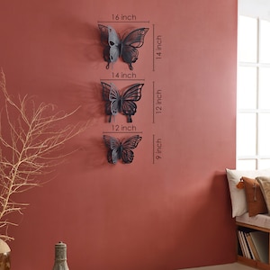 3D Metal Butterfly Wall Art Set, Butterfly Wall Decor, Living Room Decor, Butterflies, Wall Hangings, Modern Home Decor, Housewarming Gifts image 4