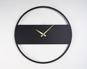 19" Minimalist Wall Clock, Silent Metal Wall Clock, Modern Wall Clock, Clocks For Wall, Black Wall Clock, Unique Wall Clock, Living Room