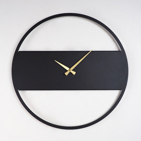 19" Minimalist Wall Clock, Silent Metal Wall Clock, Modern Wall Clock, Clocks For Wall, Black Wall Clock, Unique Wall Clock, Living Room