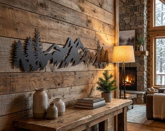 Large Metal Mountain Wall Art, Mountain Wall Decor, Mountains Wall Art, Wall Hangings, Horizontal Mountain Home Decor, Living Room Wall Art