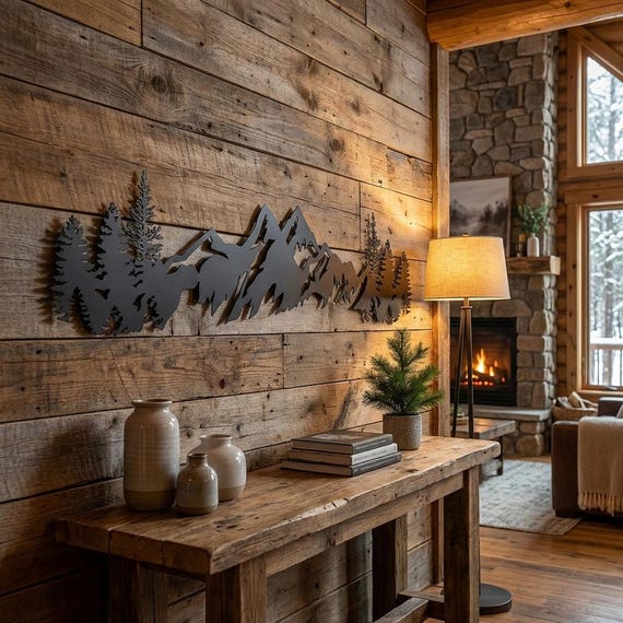 Large Metal Mountain Wall Art, Mountain Wall Decor, Mountains Wall Art, Wall Hangings, Horizontal Mountain Home Decor, Living Room Wall Art