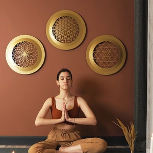 Sacred Geometry Metal Wall Art, Flower of Life, Sri Yantra, Torus Wall Hanging, Home Decor, Wall Decor, Mandala Wall Art, Geometric Wall Art