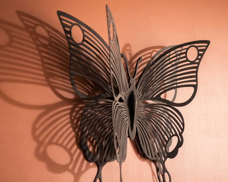 3D Metal Butterfly Wall Art Set, Butterfly Wall Decor, Living Room Decor, Butterflies, Wall Hangings, Modern Home Decor, Housewarming Gifts image 5