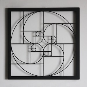 18&quot; Golden Ratio Metal Wall Art, Fibonacci Wall Art, Metal Wall Decor, Geometric Wall Art, Fibonacci Spiral, Wall Hangings, mathematics gift