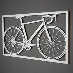 Cycling enthusiast metal wall decoration, a unique gift for cyclists, capturing the beauty of biking. Ideal for Peloton enthusiasts, offering a stylish homage to their hobby.